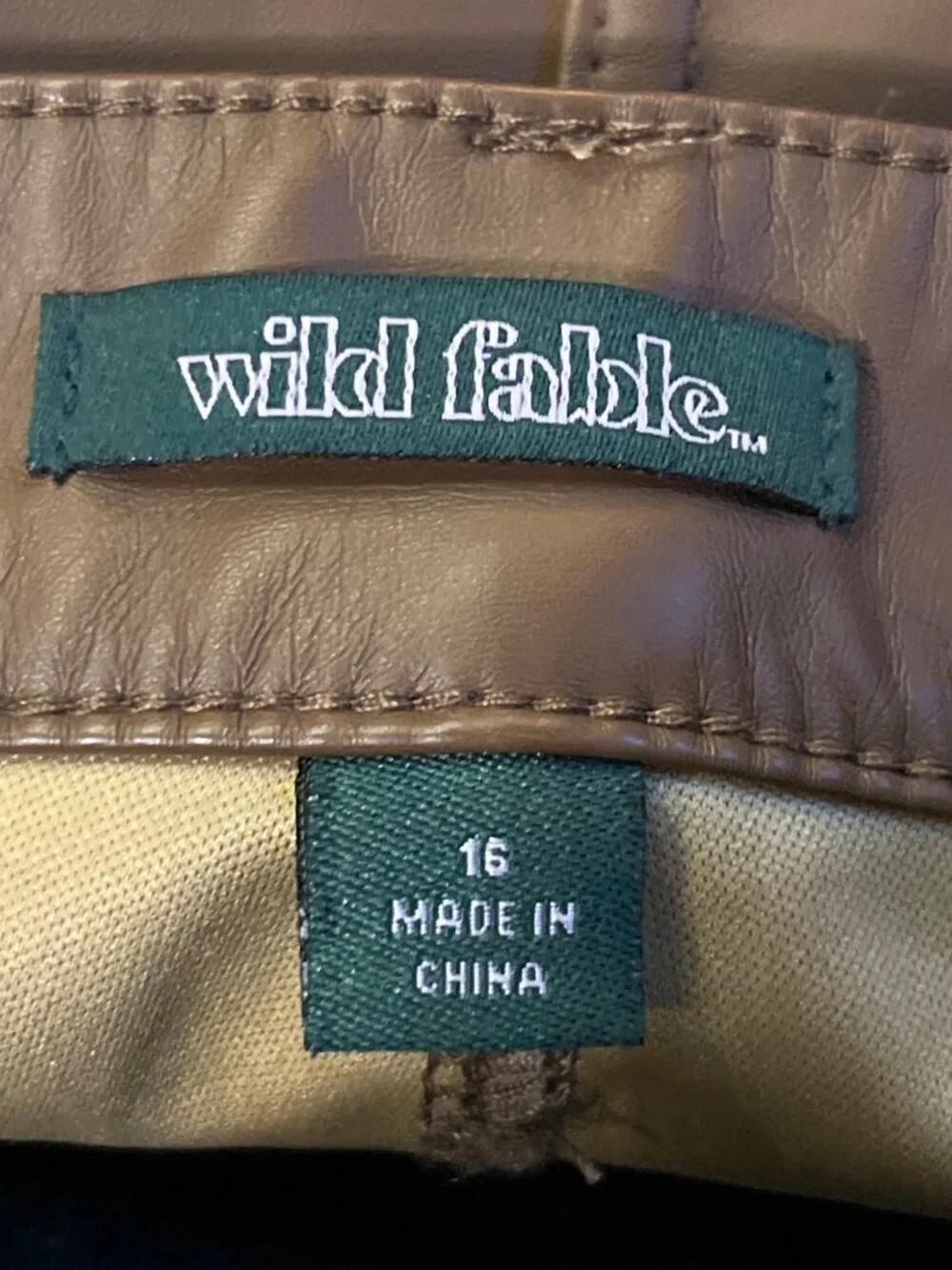 Wild Fable Faux Leather Flare Pants Womens 16 Brown Low Rise Leather Used - Picture 6 of 13
